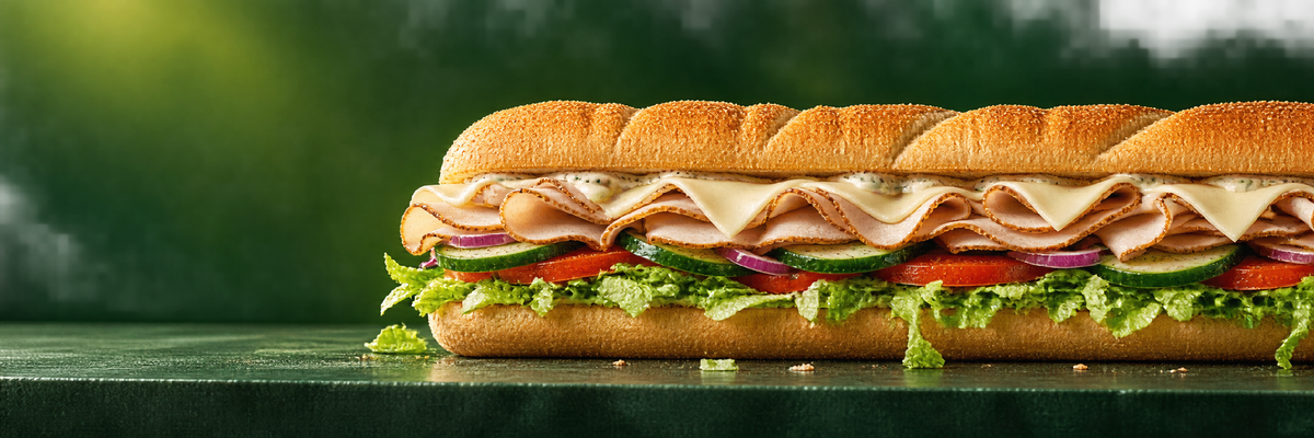 Panoramic Subway footlong content on the proposed 1500 by 500 millimeter banner